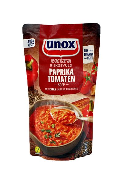 Unox Supa de rosii cu paprika, linte si fasole rosie 570 ml,