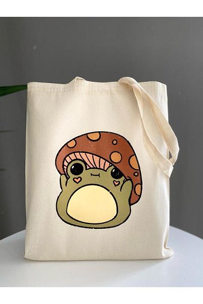 GİFTORA Cute Mushroom Printed Cloth Bag
