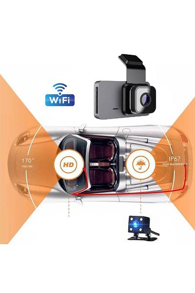 BGRJ Automotive Dash camera with WiFi J200, wide angle 170°, front and rear