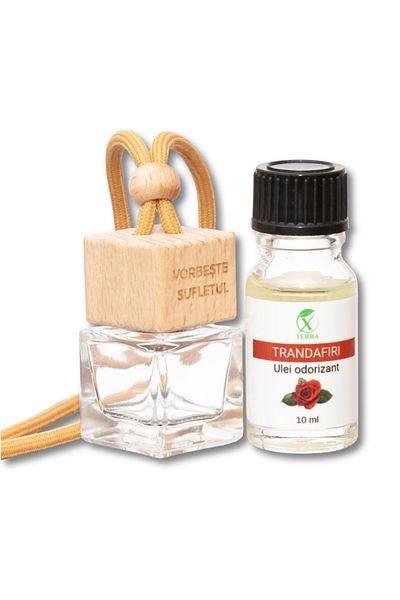 XTERRA | SET OF AROMADIDIFFUSER BOTTLE AND CAR FRESHENER OIL WITH ROSE SCENT | 10 ml