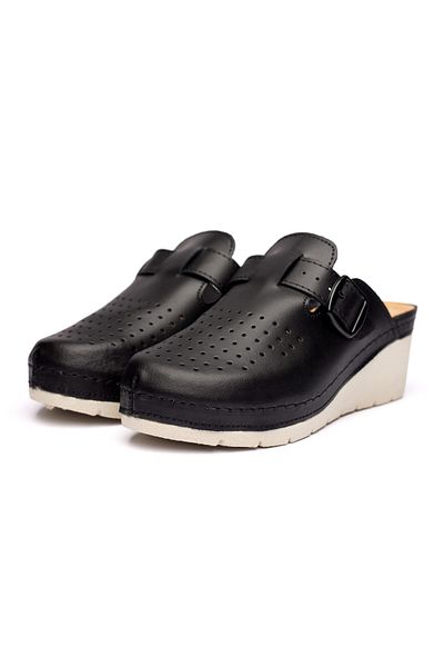 Tellus Women's Leather Medical Clogs 27-09, Black