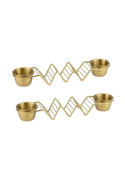 Culinaro Set of 2 taco holders with 2 sauce bowls made of stainless steel 28x6.3xh6.6cm, gold