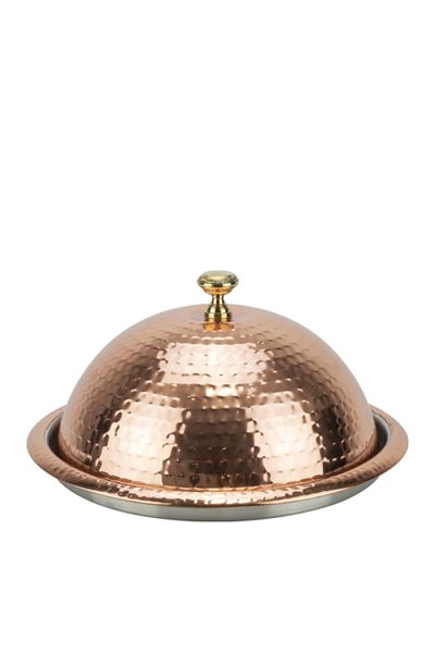 Culinaro CULINARO dome-shaped lidded platter, D35cm, textured stainless steel with copper coating