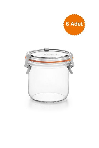 Le Parfait Glass Jar with 3 Clips 425 ml (6 Pieces)