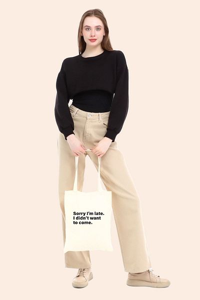 GİFTORA Sorry I'm Late Raw Cloth Shoulder Bag