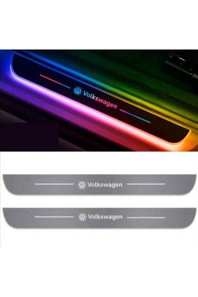 BGRJ Automotive Set of 2 illuminated VW car sill protectors, multicolor, dynamic
