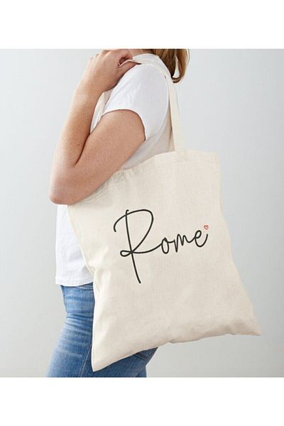 GİFTORA Minimal Roman Printed Raw Cloth Shoulder