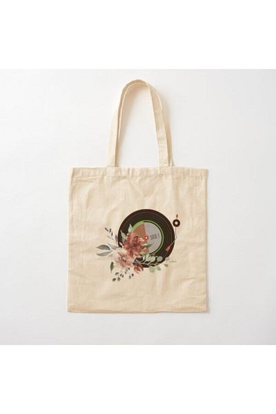 GİFTORA Raw Cloth Shoulder Bag with Floral Plaque Design
