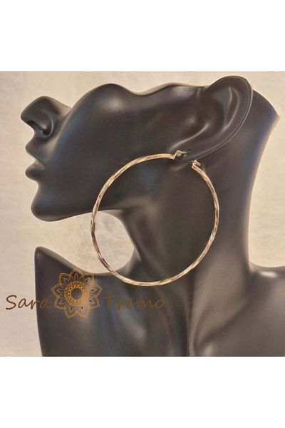 saratremo Large Woven Hoop Earrings Plated with Gold – 7.5 cm
