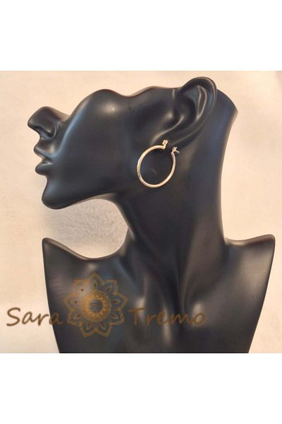 saratremo Classic Round Gold-Plated Earrings Sasha - 3 cm Diameter