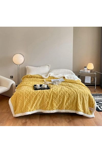 Pucioasa Yellow fur blanket 200 x 230 cm