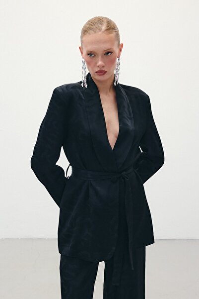 Sateen Джакар Сатен Чекет - Чорний