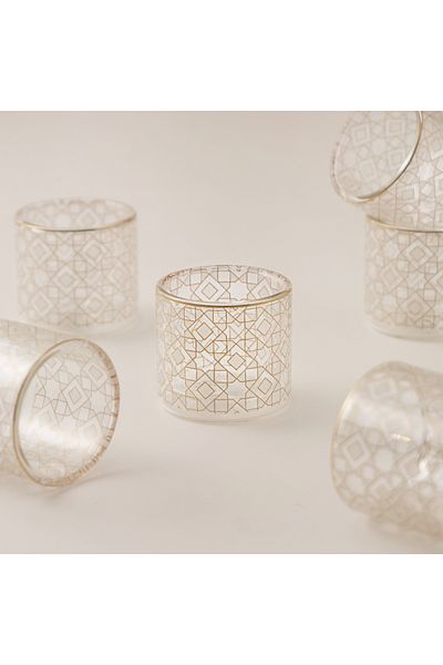 Dallaty Glass Coffee Cups Set 6Pcs, Gold