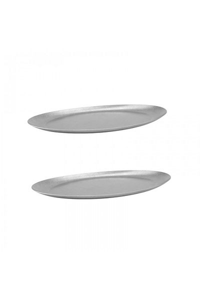 Culinaro Set of 2 oval plates Vintage Silver 22x12cm, stainless steel