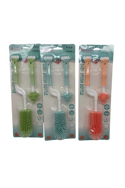 STEM 2pcs Baby Bottle Brush Cleaner Set – Gentle, BPA-Free, Easy Grip (Assorted color)