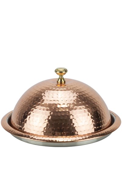 Culinaro CULINARO dome-type lidded platter, D40cm, textured stainless steel with copper coating