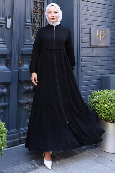 hafsamina Shirred Ferace Black Hm02034