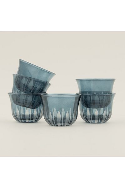 Dallaty 6pcs glass coffee cup set, blue