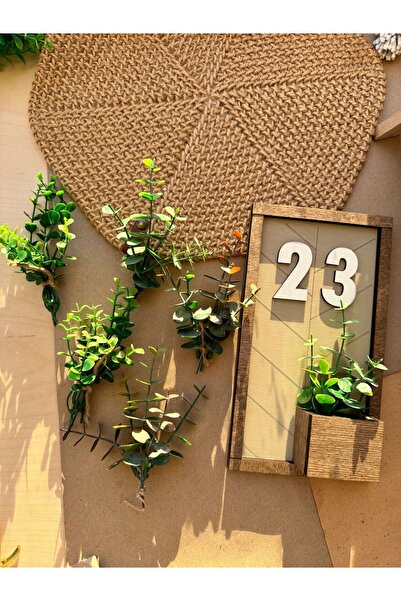 AllFayLazer Dekoratif Ahşap Isimli Çiçekli Daire Numarası, Kapı Numarası, Ote...