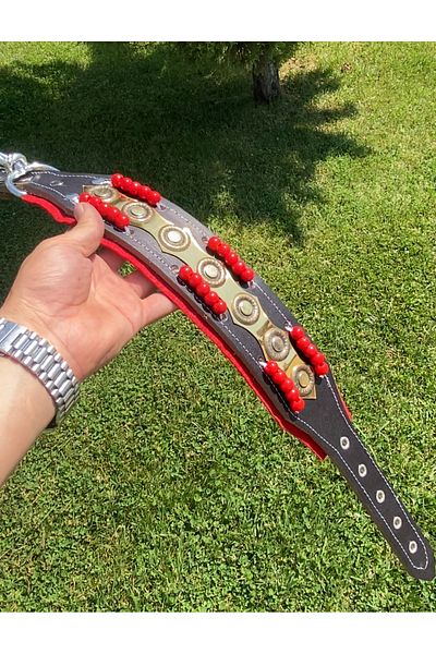 Sürmeli Tasma Genuine Leather Beaded Kangal Dog Collar 60 cm
