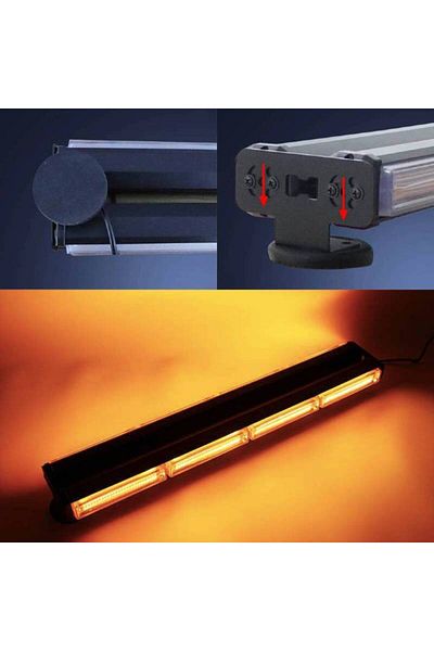 BGRJ Automotive 60cm double bar strobe light bar, 12V-24V, magnetic mounting