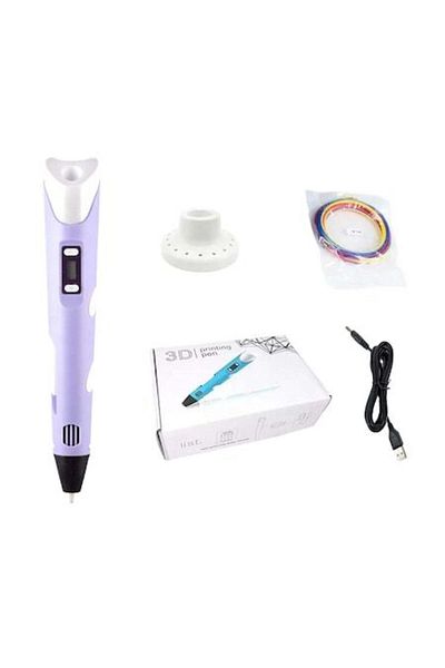 OEM 3D Pen with LED Display for Drawing, Purple, PLA Filament