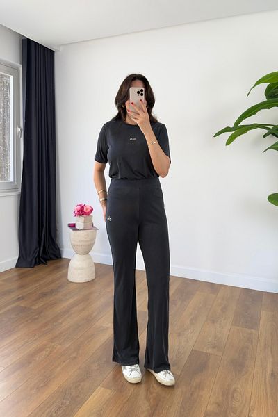 BİRCANÇİL Holly Anthracite Corded Printed Trousers Set