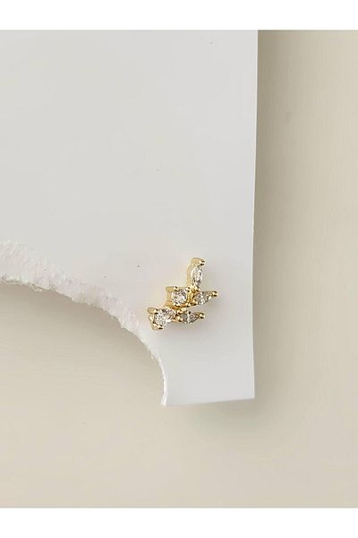Eva Takı Store Wheat Flower Branch Model Cartilage Piercing Tragus Helix Gold Gold Color Earring