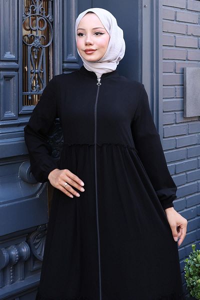 hafsamina Shirred Ferace Black Hm02034