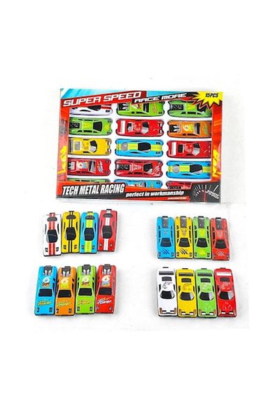 dalimag Set 15 Interactive Metal Racing Cars, Super Speed Model for Kids, 17x24 cm Multicolor