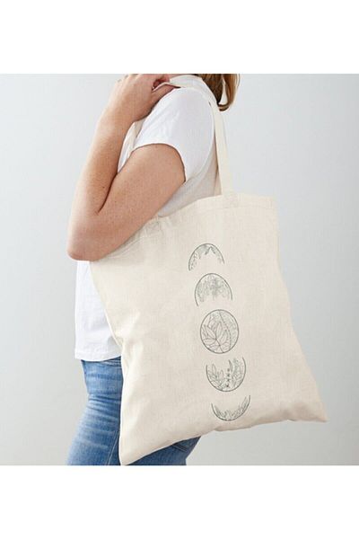 GİFTORA Minimal Moon Design Raw Cloth Shoulder