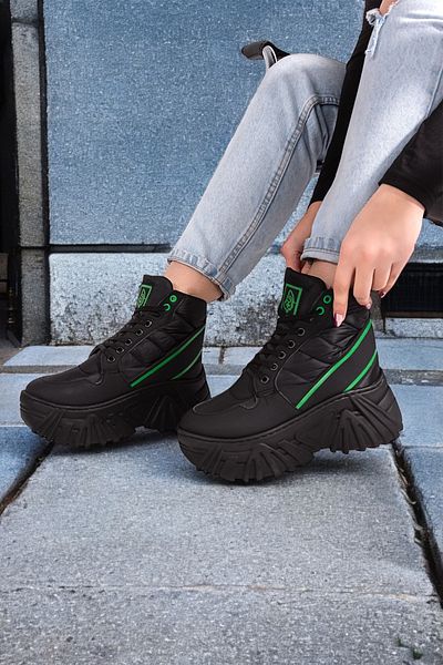 Jarrox Rise Black Thick Poly Sole Parachute Fabric Detail Women's Sports Boots
