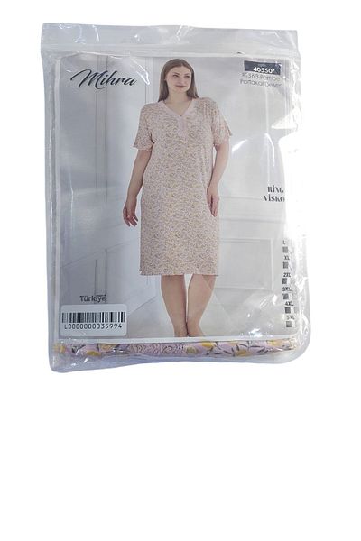 Mihra Ring Viscosa Battal Buttoned Short Sleeve Dress