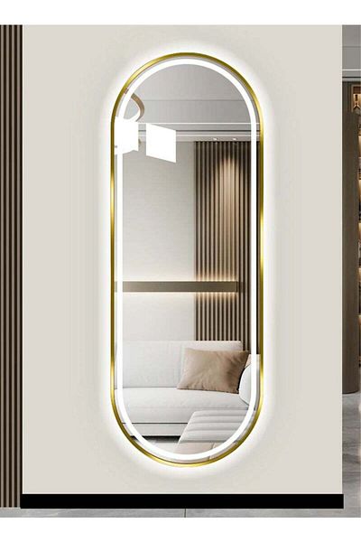 Taimi 90x60cm Oval Gold Frame Makeup Mirror with 3-Level Frontlight - Bathroom Mirror - Wall Mirror
