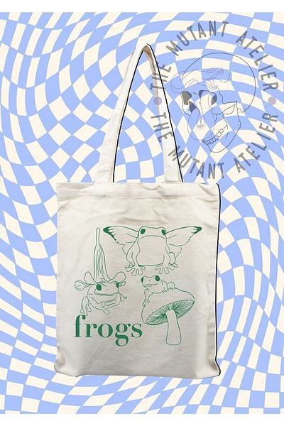 GİFTORA Frogs Printed Tote Bag Cloth Bag