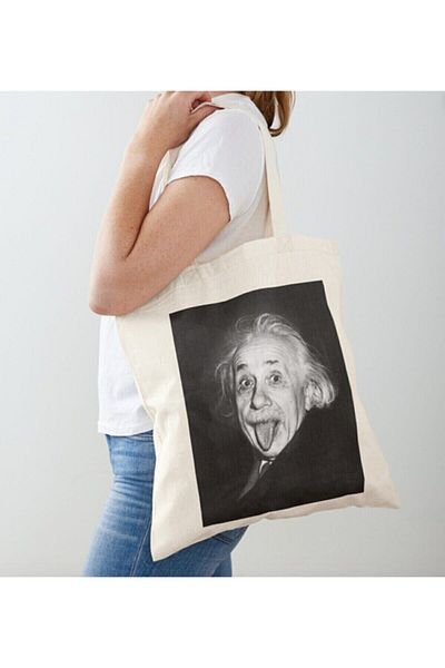 GİFTORA Albert Einstein Printed Raw Cloth Shoulder