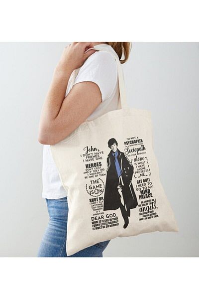 GİFTORA Sherlock Holmes Printed Raw Cloth Shoulder