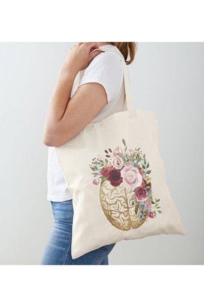 GİFTORA Brain Printed Raw Cloth Shoulder Bag