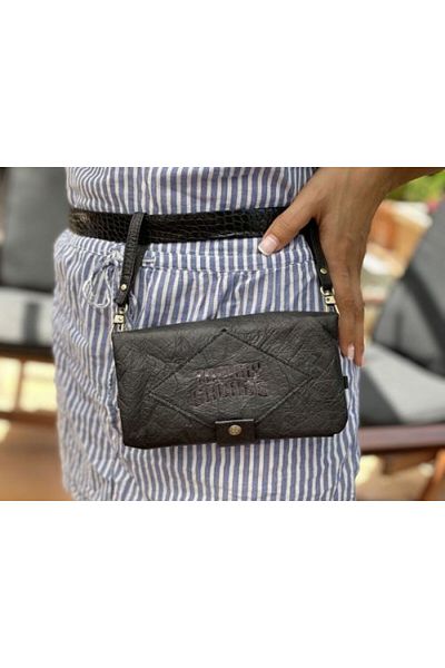 Kavatza Portofelul Tutun Pouch Piele Naturala Ethnic Advanced Cu Led Si Port Maro