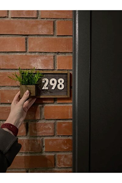 AllFayLazer Dekoratif Ahşap Isimli Çiçekli Daire Numarası, Kapı Numarası, Ote...