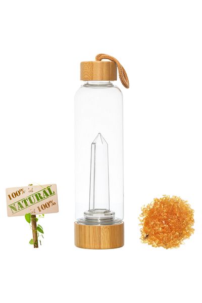 XTERRA Bottle with natural Citrine crystals for energizing water | 550 ml