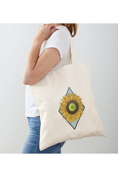 GİFTORA Sunflower Printed Raw Cloth Shoulder Bag