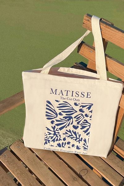 GİFTORA Matisse Pattern Tote Bag - Artistic Canvas Shoulder Bag - Women's Shopping Bag