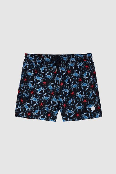 D'S Damat Ds Damat Regular Fit Navy Blue Printed Shorts Swimsuit