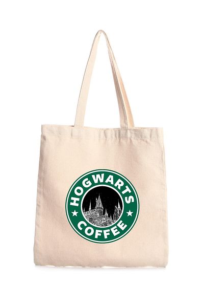 GİFTORA Hogwart Coffee Printed Canvas Bag