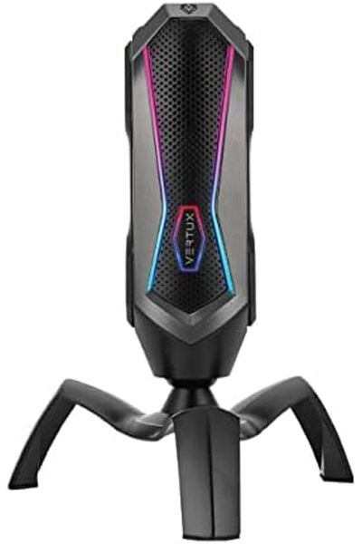 VERTUX Cardioid Gaming Microphone With RGB Effects Anti Vibration Shock Mount | Four Polar Patterns