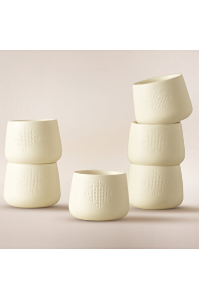 Dallaty Porcelain 6Pcs Coffee Cups Set Naseej Collection, Beige
