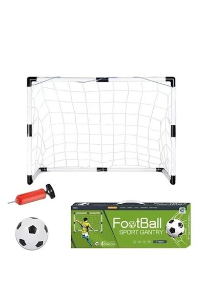 Ronyes Set poarta fotbal cu minge, Ronyes®, Cu pompa, 95x70cm, Alb/Negru