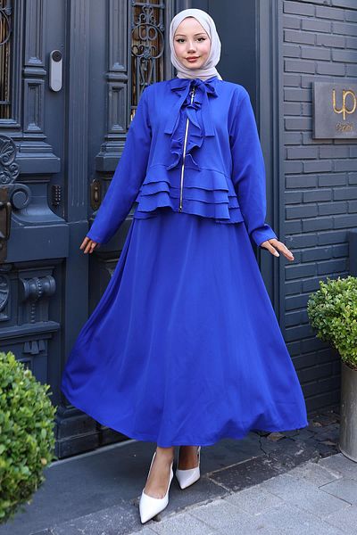 hafsamina Ruffled Skirt Suit Saks Hm2722