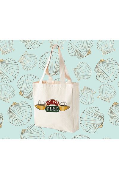 GİFTORA Friends TV Series Central Perk Printed Gusseted Canvas Bag